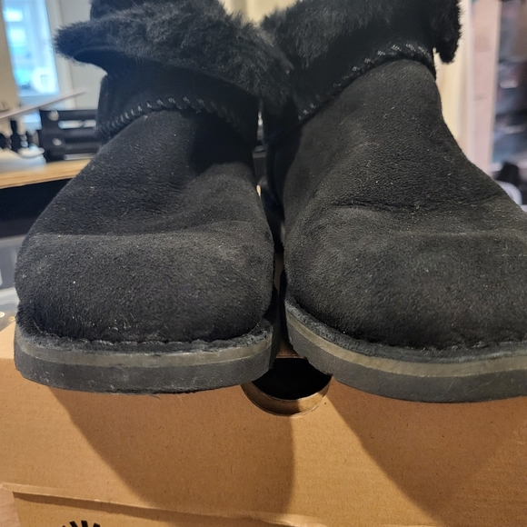 UGG Black Suede Ankle Booties with Fur - Picture 10 of 11